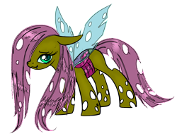 Size: 5784x4470 | Tagged: safe, artist:sakuyamon, character:fluttershy, species:changeling, :3, absurd resolution, changelingified, fangs, female, floppy ears, flutterling, hair over one eye, looking at you, simple background, smiling, solo, species swap, transparent background, vector