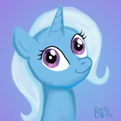 Size: 1500x1500 | Tagged: safe, artist:kelseyleah, character:trixie, species:pony, bust, female, portrait, smiling, solo