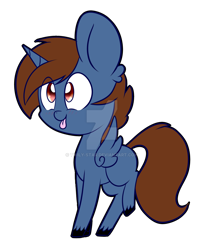 Size: 1024x1253 | Tagged: safe, artist:twily-star, oc, oc only, oc:headlong flight, species:alicorn, species:pony, chibi, gift art, male, solo, stallion, tongue out, watermark