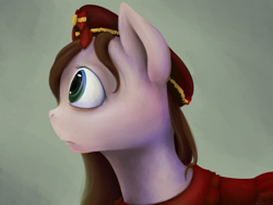 Size: 1600x1200 | Tagged: safe, artist:causticeichor, oc, oc only, oc:emily, species:earth pony, species:pony, beret, clothing, female, hat, mare, solo