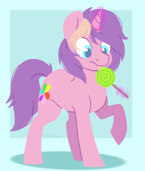 Size: 2375x2809 | Tagged: safe, artist:djkaskan, oc, species:pony, species:unicorn, candy, food, licking, lollipop, solo, tongue out