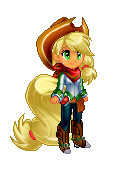 Size: 129x177 | Tagged: safe, artist:sakuyamon, character:applejack, species:human, clothing, female, hat, humanized, pixel art, pony coloring, simple background, solo, sprite, tailed humanization, transparent background