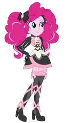 Size: 1524x2822 | Tagged: safe, artist:bubblestormx, character:pinkie pie, my little pony:equestria girls, boots, clothing, cosplay, costume, dress, elise (fire emblem), female, fire emblem fates, high heels, simple background, solo, thigh boots, transparent background