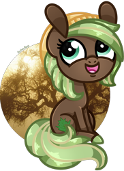 Size: 1000x1370 | Tagged: safe, artist:amberpone, oc, oc only, species:earth pony, species:pony, beanie, big head, blue eyes, brown fur, clothing, commission, cute, cutie mark, digital art, ears, eye, eyes, fanart, female, green, happy, hat, hooves, mane, mare, original art, original character do not steal, original style, paint tool sai, painttoolsai, pegasister, simple background, sitting, smiling, tail, transparent background