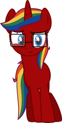 Size: 1024x2031 | Tagged: safe, artist:jeremeymcdude, oc, oc only, oc:skittle sweet, species:pony, species:unicorn, rainbow hair, show accurate, simple background, solo, transparent background, uncomfortable, vector