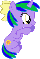 Size: 1024x1508 | Tagged: safe, artist:jeremeymcdude, oc, oc only, oc:shimmer starr, species:pony, species:unicorn, age regression, bow, female, filly, show accurate, simple background, solo, transparent background, vector