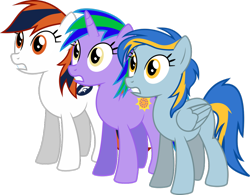 Size: 1024x800 | Tagged: safe, artist:jeremeymcdude, oc, oc only, oc:milo highliss, oc:moondust messerschmitt, oc:shimmer starr, species:earth pony, species:pegasus, species:pony, species:unicorn, american football, female, group, nfl, omg, show accurate, simple background, sports, transparent background, vector
