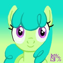 Size: 1500x1500 | Tagged: safe, artist:kelseyleah, species:pony, female, gradient background, green jewel, solo