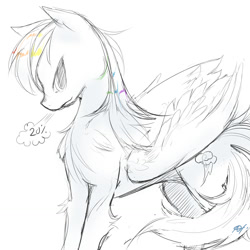 Size: 1280x1280 | Tagged: safe, artist:alts-art, character:rainbow dash, species:pegasus, species:pony, breath, female, sketch, solo