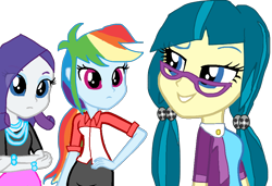 Size: 976x666 | Tagged: safe, artist:gouhlsrule, character:juniper montage, character:rainbow dash, character:rarity, my little pony:equestria girls, simple background, transparent background