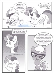 Size: 1280x1810 | Tagged: safe, artist:anima-dos, character:discord, character:silver spoon, character:sweetie belle, age regression, ask baby discord, baby discord, crayons, glasses, tumblr
