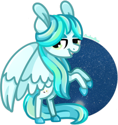 Size: 1130x1200 | Tagged: safe, artist:amberpone, oc, oc only, species:pegasus, species:pony, big ears, blue, commission, cutie mark, digital art, eyebrows, female, green eyes, hooves, long hair, long mane, long tail, mane, mare, original character do not steal, paint tool sai, painttoolsai, pegasister, rearing, simple background, smiling, solo, standing, tail, transparent background, unshorn fetlocks, wings