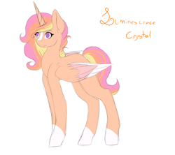 Size: 4500x4000 | Tagged: safe, artist:mah521, oc, oc only, oc:luminescence crystal, parent:princess cadance, parent:sunburst, parents:sundence, species:alicorn, species:pony, absurd resolution, alicorn oc, blaze (coat marking), colored wings, female, mare, multicolored wings, offspring, simple background, socks (coat marking), solo, white background
