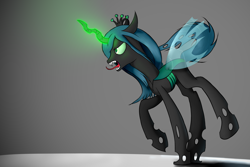 Size: 6000x4000 | Tagged: safe, artist:renderpoint, character:queen chrysalis, species:changeling, absurd resolution, changeling queen, female, gradient background, magic, solo, tongue out