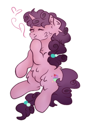 Size: 1024x1448 | Tagged: safe, artist:bewarethemusicman, character:sugar belle, species:pony, species:unicorn, eyes closed, female, fluffy, freckles, mare, simple background, solo, white background