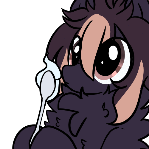 Size: 500x500 | Tagged: safe, artist:silverknight27, oc, oc only, oc:silver rose, species:pegasus, species:pony, animated, big eyes, blep, bust, chest fluff, cute, eye clipping through hair, fluffy, food, frosting, gif, hoof hold, licking, male, mlem, neck fluff, ocbetes, shoulder fluff, silly, simple background, solo, spoon, stallion, tongue out, white background, wide eyes