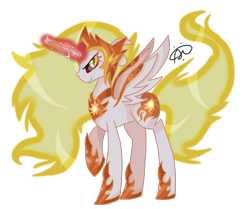 Size: 1034x865 | Tagged: safe, artist:thepegasisterpony, character:daybreaker, character:princess celestia, species:alicorn, species:pony, episode:a royal problem, g4, my little pony: friendship is magic, female, looking at you, magic, raised hoof, simple background, solo, transparent background