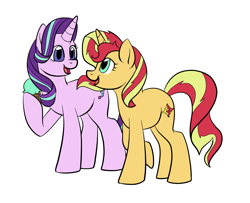 Size: 4147x3367 | Tagged: safe, artist:catlover1672, character:starlight glimmer, character:sunset shimmer, species:pony, species:unicorn, ship:shimmerglimmer, equestria girls:mirror magic, g4, my little pony: equestria girls, my little pony:equestria girls, spoiler:eqg specials, absurd resolution, female, food, ice cream, lesbian, shipping, simple background, white background