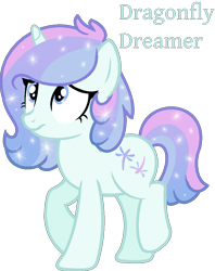 Size: 824x1042 | Tagged: safe, artist:monkfishyadopts, base used, oc, oc only, oc:dragonfly dreamer, species:pony, species:unicorn, adoptable, gradient hair, raised hoof, shy, simple background, solo, sparkles, transparent background