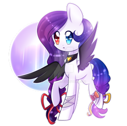 Size: 1024x1013 | Tagged: safe, artist:twily-star, oc, oc only, oc:lovika, species:pegasus, species:pony, colored wings, female, heterochromia, mare, multicolored wings, raised hoof, simple background, solo, transparent background, watermark