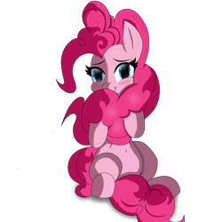 Size: 4000x4000 | Tagged: safe, artist:no-ink, artist:star-masterr, character:pinkie pie, species:pony, absurd resolution, blushing, cute, diapinkes, female, simple background, sitting, solo, transparent background