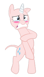 Size: 580x1024 | Tagged: safe, artist:trini-mite, character:rarity, species:pony, episode:make new friends but keep discord, g4, my little pony: friendship is magic, bald, blushing, covering, crying, female, furless, hairless, naked rarity, nudity, really naked rarity, simple background, solo, transparent background, up to eleven, vector
