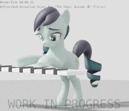 Size: 445x383 | Tagged: safe, artist:therealdjthed, character:coloratura, species:earth pony, species:pony, episode:the mane attraction, g4, my little pony: friendship is magic, 3d, 3d model, absurd file size, absurd gif size, animated, blender, cycles, cycles render, female, gif, mare, model:djthed, piano, rara, singing, solo, the magic inside, wip