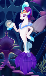 Size: 622x1024 | Tagged: safe, artist:trini-mite, edit, character:queen novo, oc, oc:8&!-n, species:seapony (g4), my little pony: the movie (2017), orb, queen novo's orb, shrimp