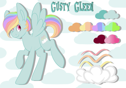 Size: 5014x3502 | Tagged: safe, artist:beashay, oc, oc only, oc:gusty gleen, parent:rainbow dash, parent:zephyr breeze, parents:zephdash, species:pegasus, species:pony, absurd resolution, high res, male, offspring, reference sheet, solo, stallion