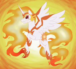 Size: 5100x4606 | Tagged: safe, artist:catlover1672, character:daybreaker, character:princess celestia, species:alicorn, species:pony, episode:a royal problem, g4, my little pony: friendship is magic, absurd resolution, armor, female, fire, flying, grin, mane of fire, mare, smiling, solo