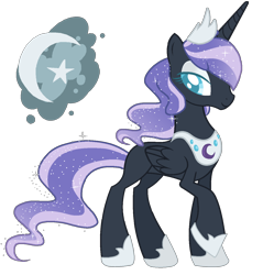 Size: 1300x1362 | Tagged: safe, artist:thepegasisterpony, parent:oc:nyx, parent:oc:snowdrop, parents:oc x oc, parents:snownyx, species:alicorn, species:pony, blind, cutie mark, jewelry, magical lesbian spawn, offspring, regalia, simple background, solo, transparent background