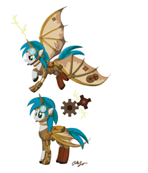Size: 3600x4200 | Tagged: safe, artist:inkrose98, oc, oc only, species:pony, absurd resolution, amputee, artificial wings, augmented, cutie mark, mechanical wing, photoshop, prosthetic limb, prosthetic wing, prosthetics, solo, wings