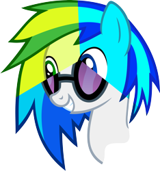 Size: 4673x4992 | Tagged: safe, artist:gray-gold, character:dj pon-3, character:vinyl scratch, oc, oc:laserpon3, oc:wooden toaster, species:pegasus, species:pony, species:unicorn, .svg available, absurd resolution, female, mare, simple background, smiling, solo, sunglasses, teeth, transparent background, vector