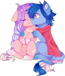Size: 540x628 | Tagged: safe, artist:shiromidorii, oc, oc only, species:earth pony, species:pony, cape, clothing, eyes closed, female, male, mare, oc x oc, pixel art, shipping, simple background, stallion, straight, transparent background