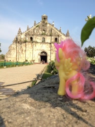 Size: 1024x1365 | Tagged: safe, artist:don2602, character:fluttershy, species:pony, church, irl, paoay church, philippines, photo, ponies around the world, ponies in real life, toy