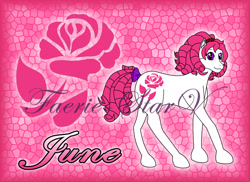 Size: 2338x1700 | Tagged: safe, artist:faerie-starv, species:pony, g1, female, june rose, solo, watermark