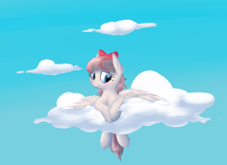 Size: 2390x1743 | Tagged: safe, artist:lux, character:angel wings, species:pegasus, species:pony, cloud, cute, diawinges, female, looking at you, mare, sky, solo