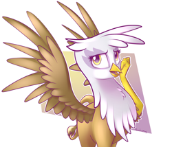 Size: 1620x1386 | Tagged: safe, artist:fanch1, character:gilda, species:griffon, female, looking at you, majestic, open mouth, solo, spread wings, wings