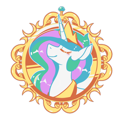 Size: 3000x3000 | Tagged: safe, artist:crownedspade, character:princess celestia, species:alicorn, species:pony, crown, eyes closed, female, jewelry, mare, regalia, smiling, solo