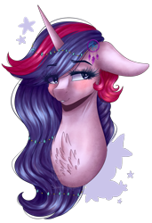 Size: 1111x1623 | Tagged: safe, artist:shadow-nights, oc, oc only, oc:star bound, species:pony, species:unicorn, blushing, commission, female, floppy ears, mare, simple background, smiling, solo, transparent background