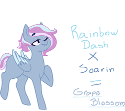 Size: 1692x1497 | Tagged: safe, artist:mah521, oc, oc only, oc:grape blossom, parent:rainbow dash, parent:soarin', parents:soarindash, species:pegasus, species:pony, colored wings, female, mare, multicolored wings, offspring, simple background, solo, white background