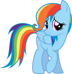Size: 1403x1446 | Tagged: safe, artist:keronianniroro, character:rainbow dash, species:pegasus, species:pony, episode:newbie dash, g4, my little pony: friendship is magic, behaving like fluttershy, care mare, cute, dashabetes, dashful, female, inkscape, mare, raised hoof, shy dashie, simple background, solo, transparent background, vector
