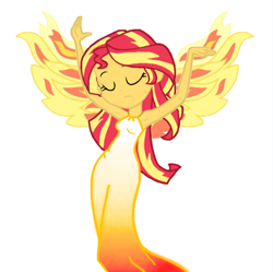 Size: 882x880 | Tagged: safe, artist:haleyc4629, edit, character:sunset shimmer, species:phoenix, episode:my past is not today, g4, my little pony: equestria girls, my little pony:equestria girls, angel, armpits, beautiful, clothing, dress, female, fiery shimmer, no glow, phoenix wings, solo, vector