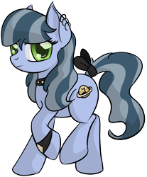 Size: 2181x2634 | Tagged: safe, artist:datapony, oc, oc only, oc:nocturne pie, parent:coloratura, parent:limestone pie, species:earth pony, species:pony, bow, female, high res, magical lesbian spawn, mare, offspring, solo, tail bow