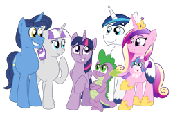 Size: 2001x1345 | Tagged: safe, artist:crazynutbob, character:night light, character:princess cadance, character:princess flurry heart, character:shining armor, character:spike, character:twilight sparkle, character:twilight sparkle (alicorn), character:twilight velvet, species:alicorn, species:dragon, species:pony, family, simple background, sparkle family, spike's family, transparent background