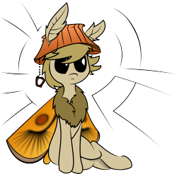 Size: 3006x2958 | Tagged: safe, artist:plone, artist:whydomenhavenipples, oc, oc only, oc:lamp, species:mothpony, clothing, hat, lampshade, lampshade hat, original species, solo