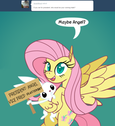 Size: 1000x1100 | Tagged: safe, artist:ponett, character:fluttershy, ask, president, sign, tumblr
