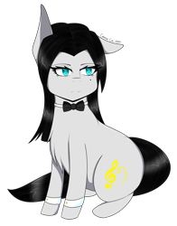 Size: 2482x3173 | Tagged: safe, artist:cannoncar, oc, oc only, oc:klavinova, species:earth pony, species:pony, beauty mark, bow tie, chest fluff, chibi, commission, cute, female, mare, simple background, smiling, solo, transparent background
