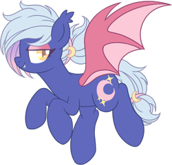 Size: 870x834 | Tagged: safe, artist:sweethearttarot, oc, oc only, oc:moon sugar, species:bat pony, species:pony, bedroom eyes, cute, cute little fangs, ear fluff, fangs, looking at you, ponytail, simple background, solo, transparent background
