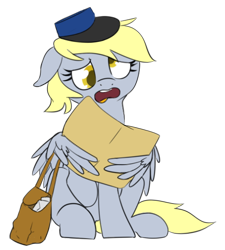 Size: 500x556 | Tagged: safe, artist:lux, character:derpy hooves, species:pegasus, species:pony, confused, cute, female, lost, mailmare, mare, simple background, solo, transparent background, wing hands, wing hold, wings
